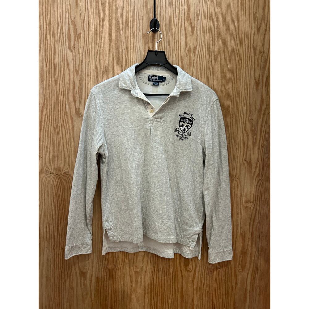 Vintage Polo Ralph Lauren Long Sleeved Rugby Polo Men's Large Gray Athletic Assn